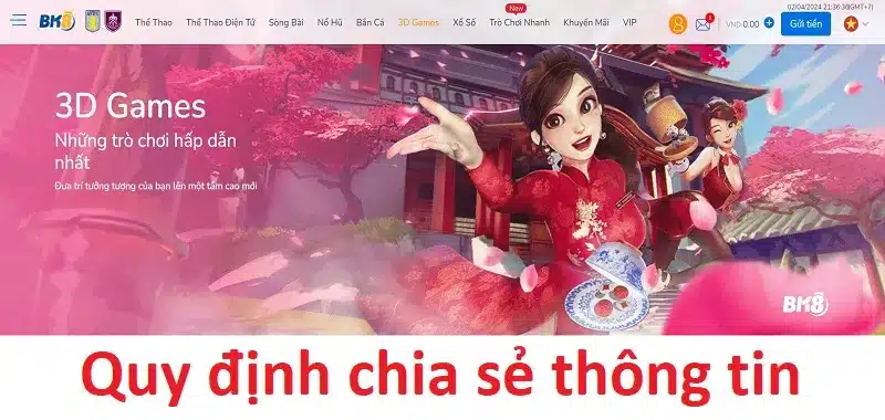 Chia sẻ thông tin theo chính sách bảo mật BK8