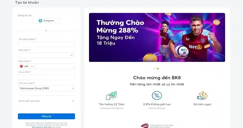 Chia sẻ 4 bước bắt đầu tham gia cá cược tại BK8