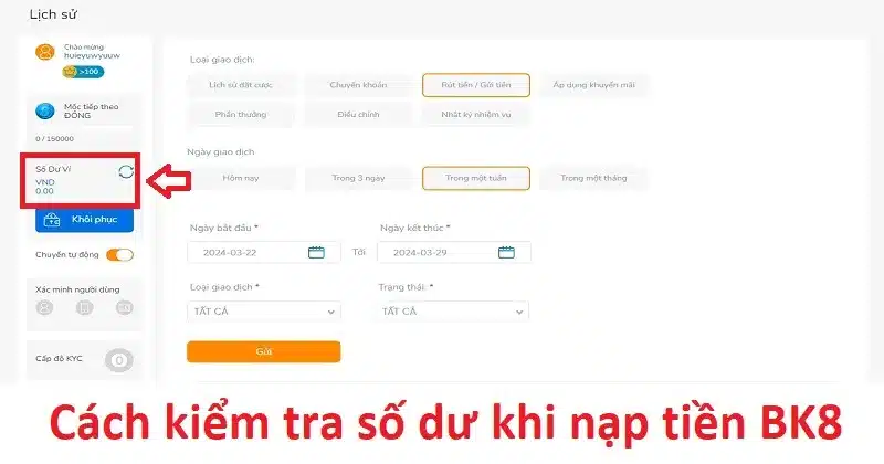 Điều cần chú ý khi nạp tiền BK8