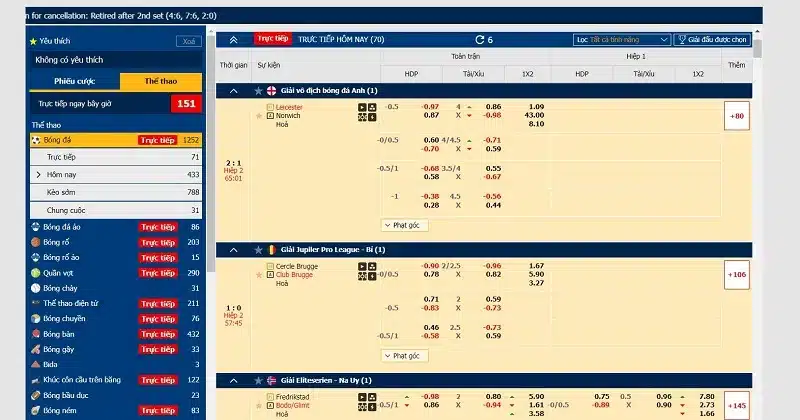 Sản phẩm cược thể thao BK8 có gì?